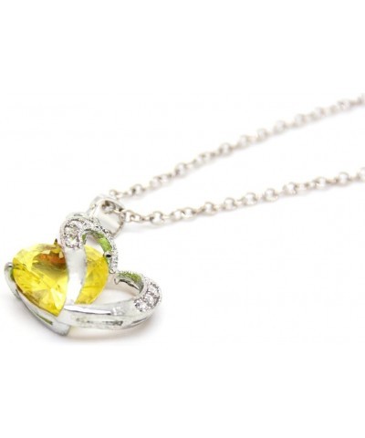 Fashion Austrian Crystals Heart Shape Pendant Necklace Yellow $10.59 Necklaces