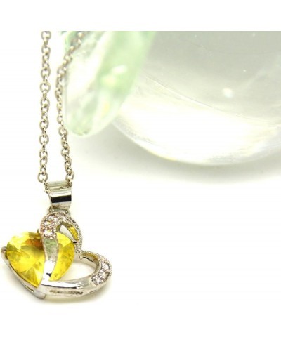 Fashion Austrian Crystals Heart Shape Pendant Necklace Yellow $10.59 Necklaces