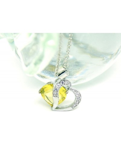 Fashion Austrian Crystals Heart Shape Pendant Necklace Yellow $10.59 Necklaces