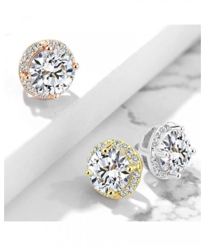 14G Round Prong Set CZ Center w/CZ Around 316L Surgical Steel Internally Threaded Dermal Top Rose Gold/Clear $9.68 Body Jewelry