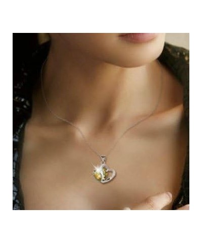 Fashion Austrian Crystals Heart Shape Pendant Necklace Yellow $10.59 Necklaces