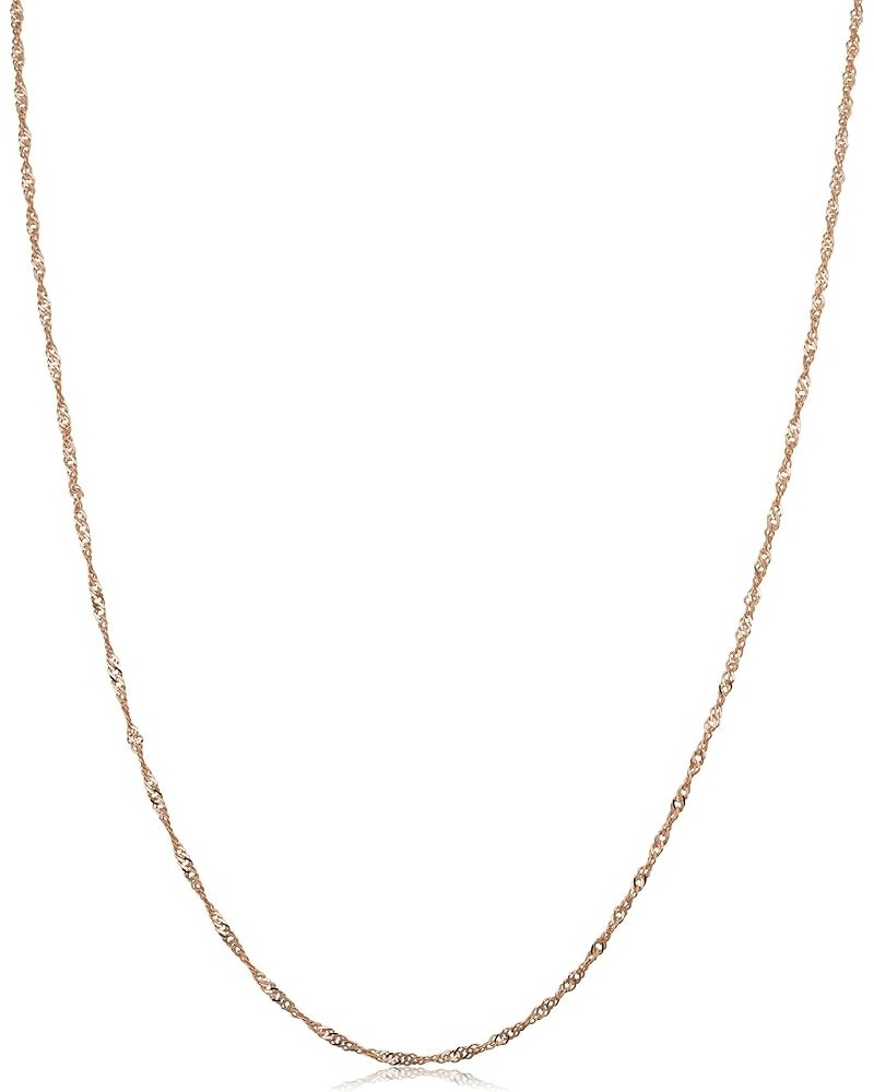 10k Rose Gold Singapore Chain Necklace For Women (choose from 0.7mm, 1mm, 1.4mm, 1.7mm width - sizes from 14 to 30 inches lon...