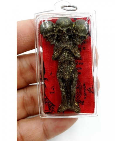 KumanThong 3 Headed Necromancy Amulet Good Luck Talisman Black Magic Pendant Ritual Remains with Amulet Necklace $18.00 Neckl...