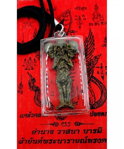 KumanThong 3 Headed Necromancy Amulet Good Luck Talisman Black Magic Pendant Ritual Remains with Amulet Necklace $18.00 Neckl...