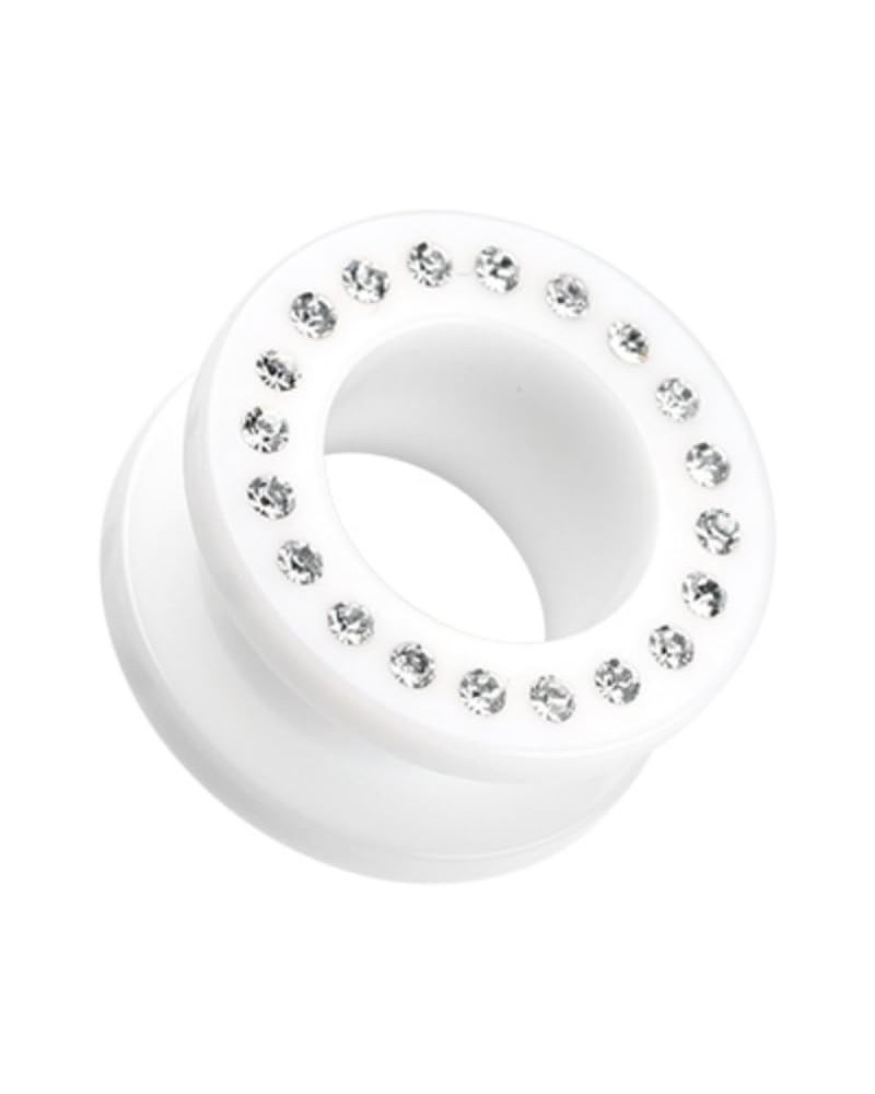 Gems Encircle Screw-Fit Ear Gauge Tunnel Plug Earrings 3/4" (19mm), White/Clear $11.99 Body Jewelry