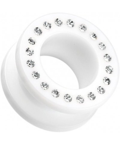 Gems Encircle Screw-Fit Ear Gauge Tunnel Plug Earrings 3/4" (19mm), White/Clear $11.99 Body Jewelry