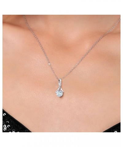 925 Sterling Silver 6MM Gemstone Birthstone Pendant Necklace For Women with 18 Inch Chain Aquamarine $27.35 Necklaces