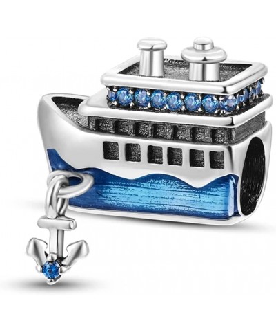 Blue Steamboat Charm For Bracelet, Sterling Silver Charm, Boat Charm, Women Gift, Pandora Fit Charm $14.03 Bracelets