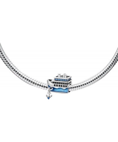 Blue Steamboat Charm For Bracelet, Sterling Silver Charm, Boat Charm, Women Gift, Pandora Fit Charm $14.03 Bracelets