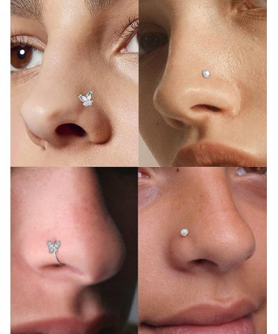 20G Nose Rings Hoop Surgical Stainless Steel L-Shaped hypoallergenic nose ring indian Nose Rings Studs Screw Clear CZ diamond...