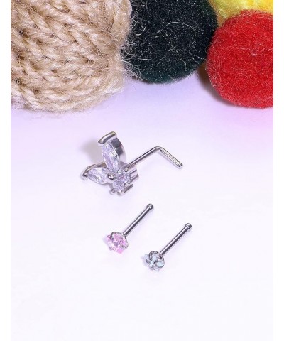 20G Nose Rings Hoop Surgical Stainless Steel L-Shaped hypoallergenic nose ring indian Nose Rings Studs Screw Clear CZ diamond...