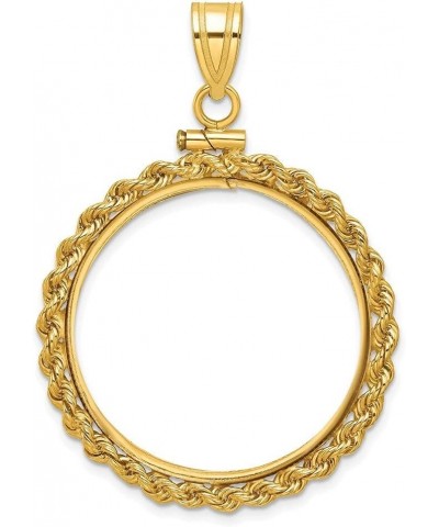 Gold Coin Bezel Pendant Mounting - 13mm 14mm 15mm - Coin Size - Rope Frame Design - 14K Yellow Gold - Screw Top with Bail Coi...