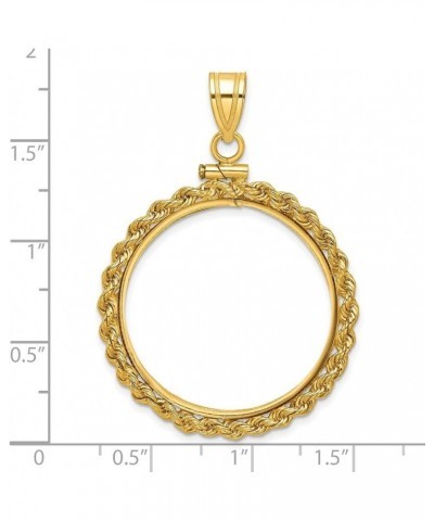 Gold Coin Bezel Pendant Mounting - 13mm 14mm 15mm - Coin Size - Rope Frame Design - 14K Yellow Gold - Screw Top with Bail Coi...