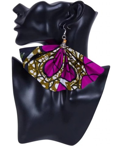 African Fabric Ankara Fan Shape Earring for Women Ankara Ethnic Handmade Jewelry WYA081 color1 $7.54 Earrings