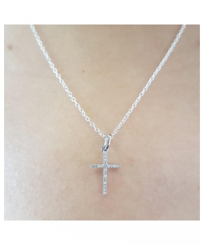 0.05 Carat Round White Diamond Elegant Cross Pendant with 18 inch Chain for Women in Gold 18 inch chain 10K with Gold Chain W...