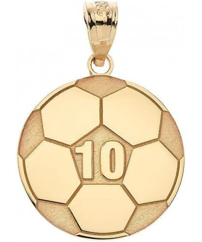 Sports Charm Solid 10k Yellow Gold Customized Soccer Ball Pendant with Your Name and Number $79.99 Pendants