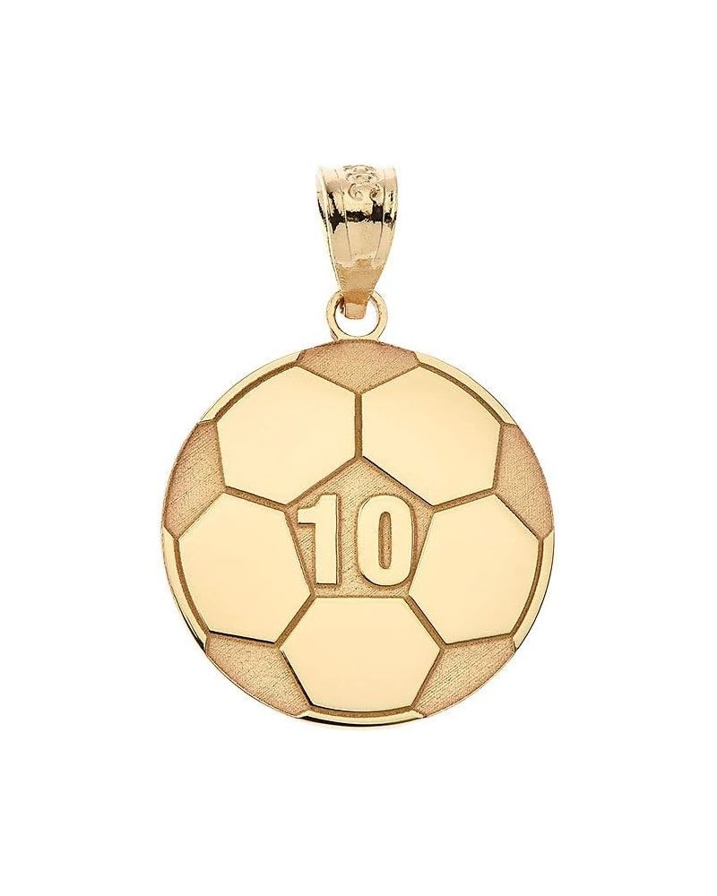 Sports Charm Solid 10k Yellow Gold Customized Soccer Ball Pendant with Your Name and Number $79.99 Pendants