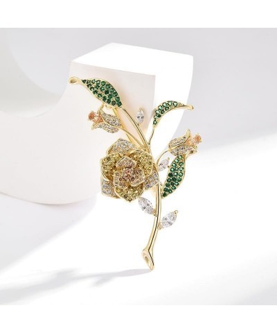 Flower Brooch for Women Girls Flower Rhinestone Brooch Gold Plated Lapel Pin Clothing Accessory Wedding Gift Fashion Jewelry ...