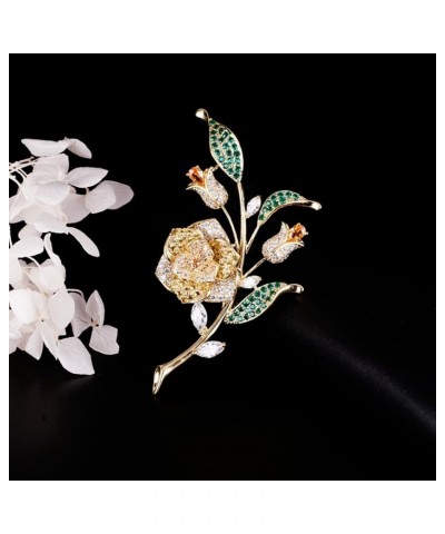 Flower Brooch for Women Girls Flower Rhinestone Brooch Gold Plated Lapel Pin Clothing Accessory Wedding Gift Fashion Jewelry ...