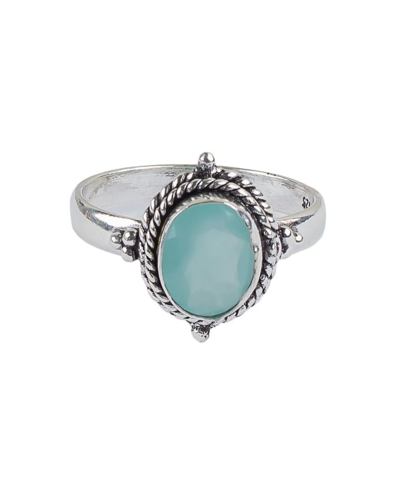 Natural Aqua Chalcedony Gemstone 925 Sterling Silver Gemstone Jewelry Precious Designer Ring Birthday Gift For Her Women Hand...