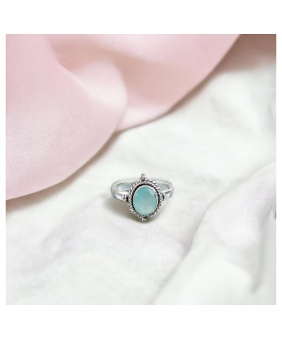 Natural Aqua Chalcedony Gemstone 925 Sterling Silver Gemstone Jewelry Precious Designer Ring Birthday Gift For Her Women Hand...