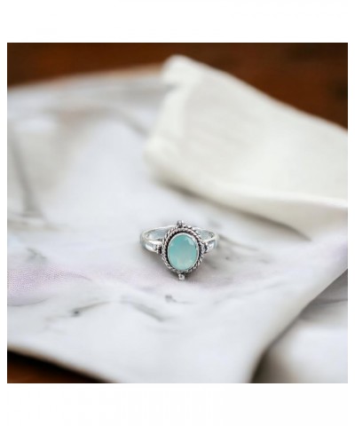 Natural Aqua Chalcedony Gemstone 925 Sterling Silver Gemstone Jewelry Precious Designer Ring Birthday Gift For Her Women Hand...