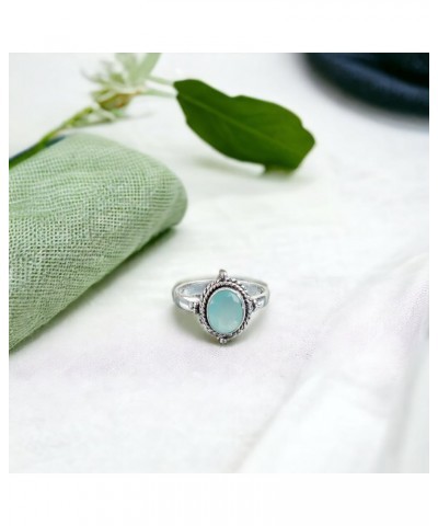 Natural Aqua Chalcedony Gemstone 925 Sterling Silver Gemstone Jewelry Precious Designer Ring Birthday Gift For Her Women Hand...