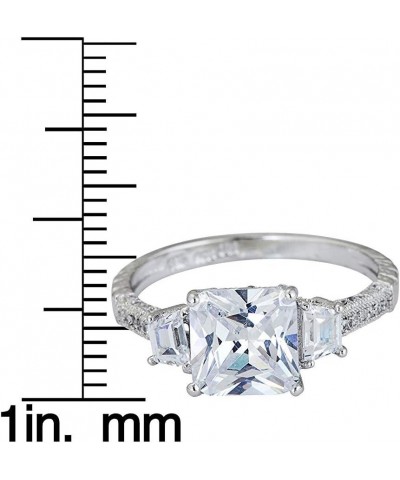 Sterling Silver mm Princess Cut 3 Stone Cubic Zirconia Engagement Ring $16.32 Rings