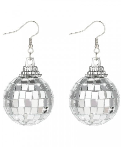 Disco Ball Earrings Silver Mirrorball Earrings 60's 70's Disco Theme Dance Party Costume Accessories for Women and Girls $5.0...