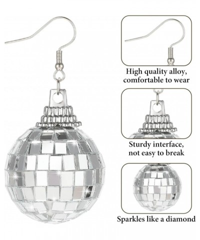 Disco Ball Earrings Silver Mirrorball Earrings 60's 70's Disco Theme Dance Party Costume Accessories for Women and Girls $5.0...