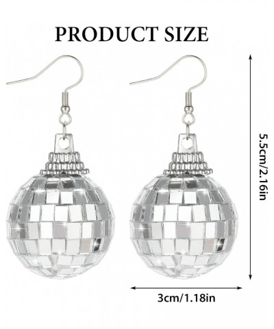 Disco Ball Earrings Silver Mirrorball Earrings 60's 70's Disco Theme Dance Party Costume Accessories for Women and Girls $5.0...