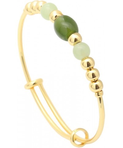 18K Gold Plated Jewelry Faux Jade Bead Stone Bracelet Adjustable Cuff Bracelet GL $8.69 Bracelets