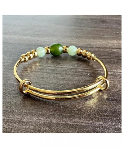 18K Gold Plated Jewelry Faux Jade Bead Stone Bracelet Adjustable Cuff Bracelet GL $8.69 Bracelets