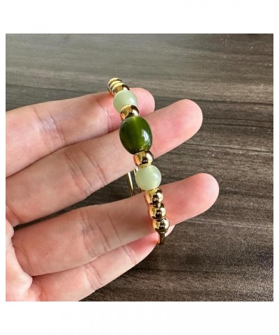 18K Gold Plated Jewelry Faux Jade Bead Stone Bracelet Adjustable Cuff Bracelet GL $8.69 Bracelets