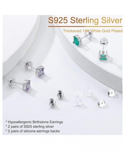 Princess Cut Birthstone Solitaire Earrings for Women, Genuine or Created Sparkle Birthstone Jewelry 18K White Gold Plated S92...