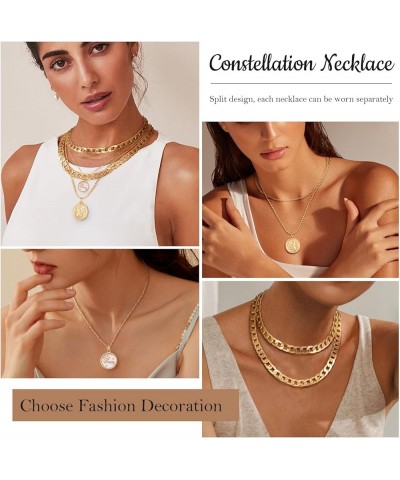 Gold Layered Necklaces for Women Chunky Gold Necklace Link Chain Choker Necklaces for Girls Trendy Retro Coin Pendant Gold Ne...