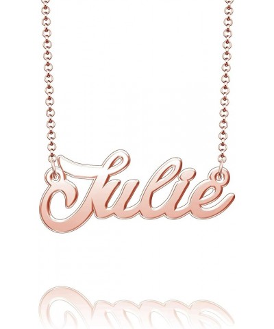 Sterling Silver Pendant Customized Plate Personalized Name Necklace Gift for Women Couple Julie Rose Gold $10.49 Necklaces