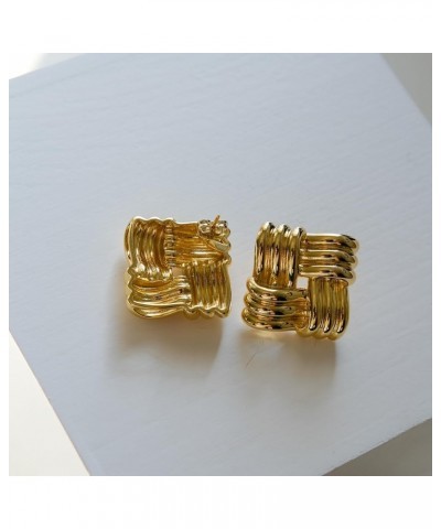 Ribbed Square Earrings Gold | Gold Textured Pinwheel Earrings Earrings | 18K Gold-Plated Square Statement Earrings Gold $16.5...