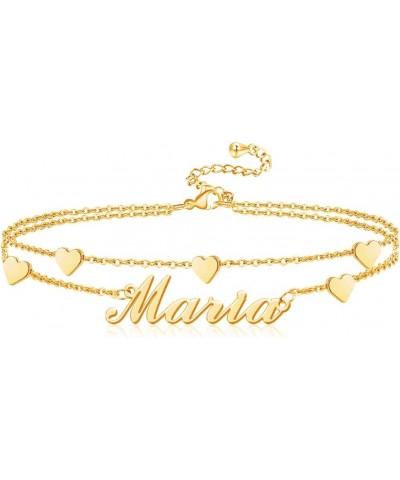 Personalized Name Ankle Bracelet for Women 18k Real Gold Plated Layered Name Anklets Beach Anklets Accessories for Vacation L...