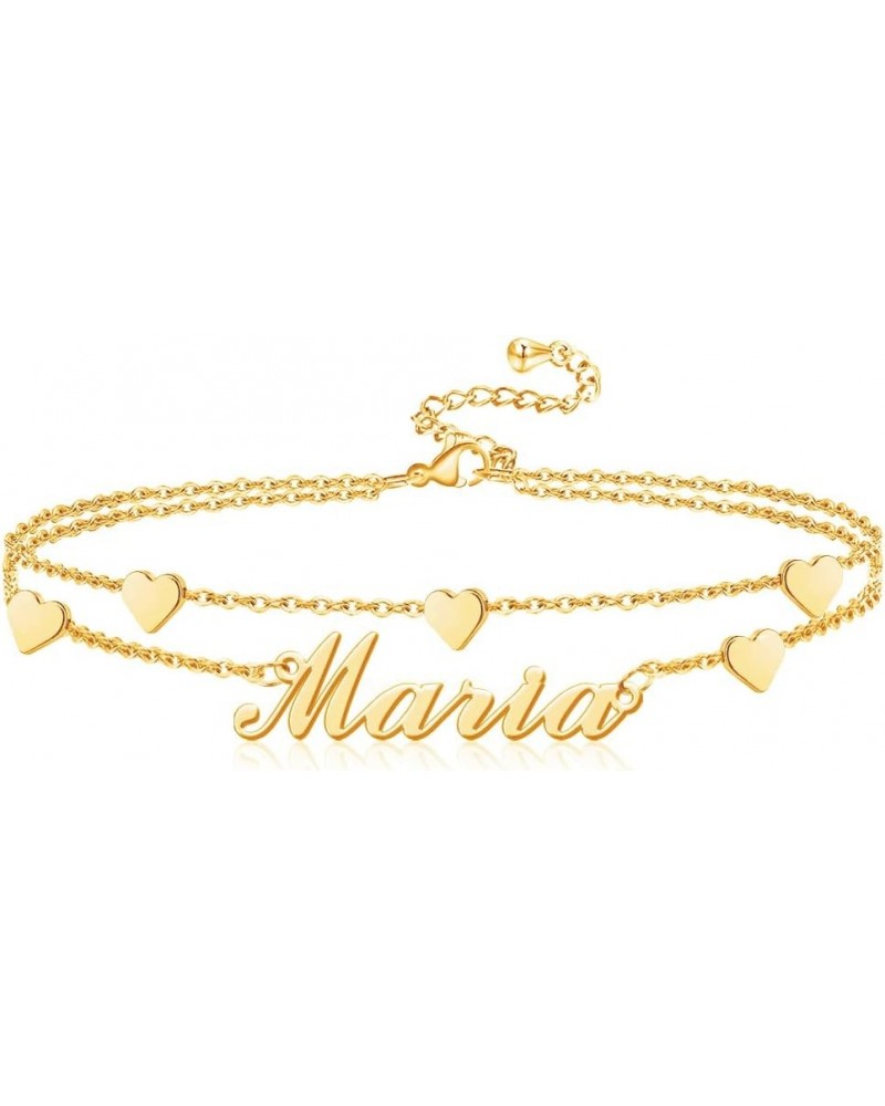 Personalized Name Ankle Bracelet for Women 18k Real Gold Plated Layered Name Anklets Beach Anklets Accessories for Vacation L...