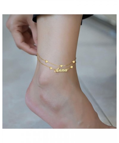 Personalized Name Ankle Bracelet for Women 18k Real Gold Plated Layered Name Anklets Beach Anklets Accessories for Vacation L...