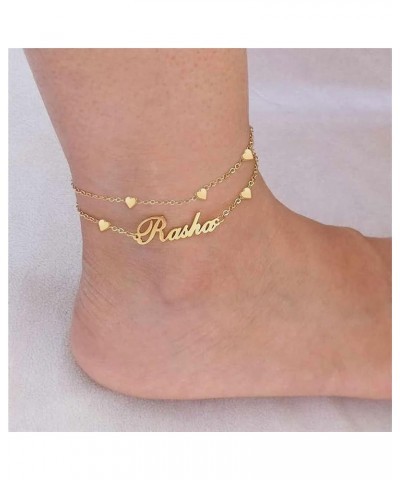 Personalized Name Ankle Bracelet for Women 18k Real Gold Plated Layered Name Anklets Beach Anklets Accessories for Vacation L...