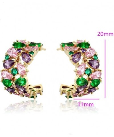 Exquisite women's earrings with multi-colored synthetic zircons $18.62 Earrings