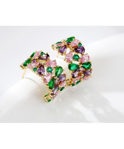 Exquisite women's earrings with multi-colored synthetic zircons $18.62 Earrings