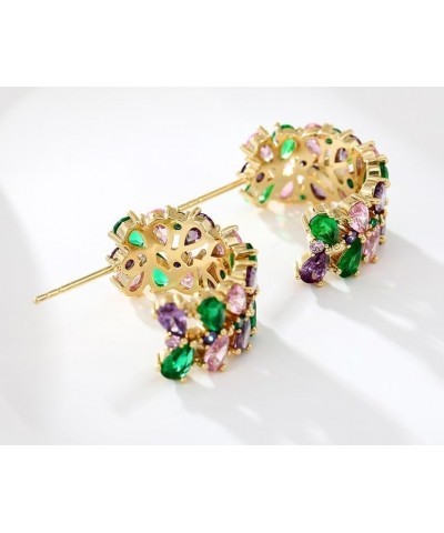 Exquisite women's earrings with multi-colored synthetic zircons $18.62 Earrings