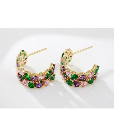 Exquisite women's earrings with multi-colored synthetic zircons $18.62 Earrings