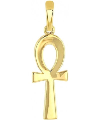 Solid 14k Yellow Gold Polished Egyptian Ankh Cross Charm Pendant $39.10 Pendants