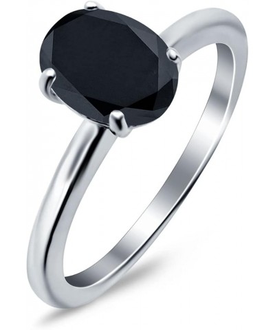 Oval Cut Cathedral Solitaire Wedding Engagement Ring Simulated Cubic Zirconia 925 Sterling Silver Simulated Black CZ $14.99 R...