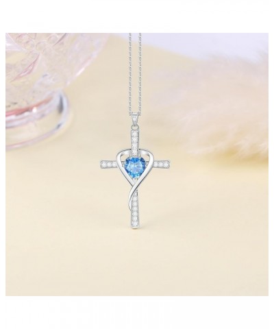 925 Sterling Silver Cross Necklace for Women 5A CZ Birthstone Pendant Ruby Necklaces Gifts for Birthday Mother's Day Annivers...