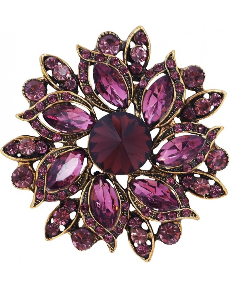 Vintage Women's Austrian Crystal Elegant Flower Brooch Wedding Broach Pin purple-smaller $8.84 Brooches & Pins